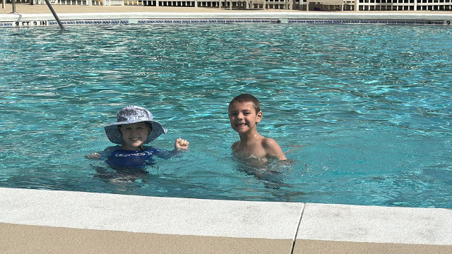 Elias and Khalid in Pool
