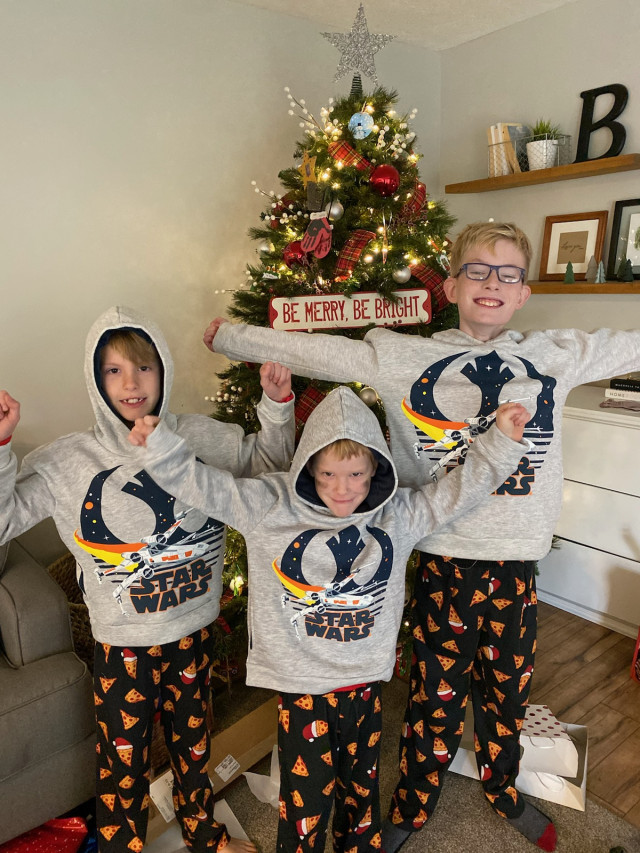 Ryder and brothers on Christmas morning