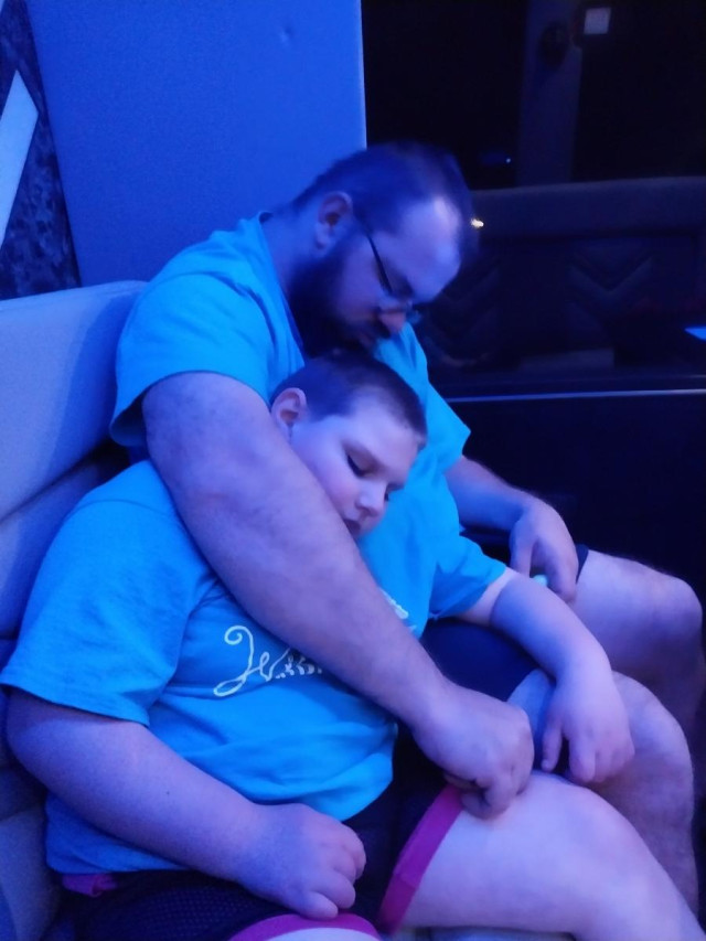 Blaine and Dad Sleeping on Way to Airport