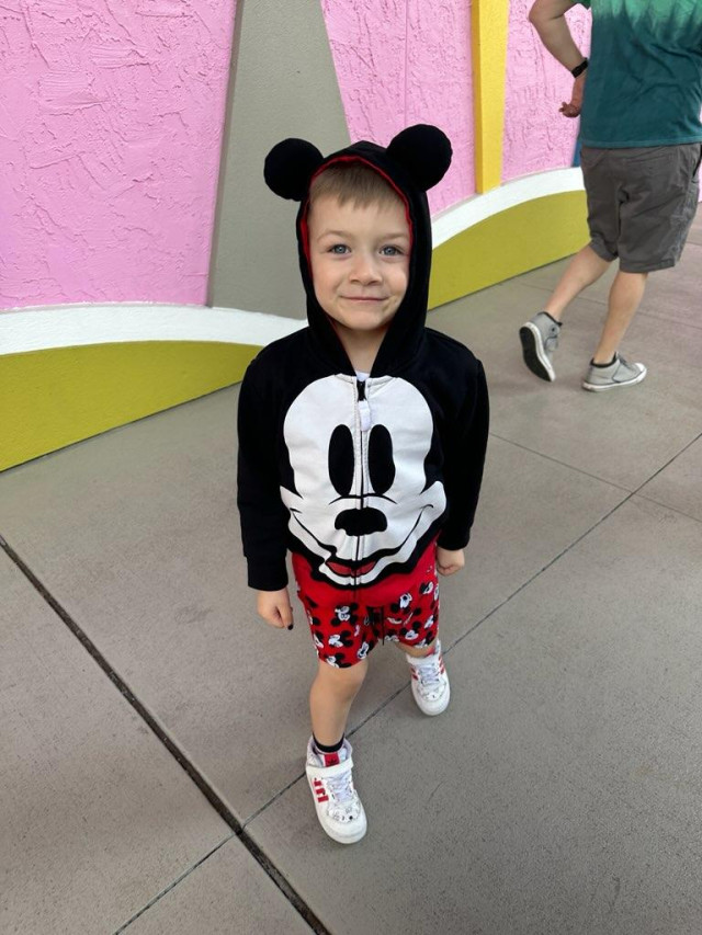 Landon in Mickey Hoody with Ears